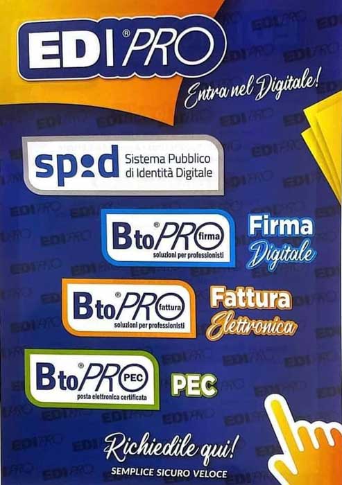 Un volantino pubblicitario che mostra molti dei servizi online offerti dalla Cartoleria da Ketty tra cui Creazione firma digitale a Marghera